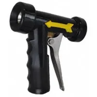 Replacement spray nozzle with 1/2 in FNPT connection, constructed from stainless steel with a black finish. Features handle-controlled shutoff and incorporates bronze and Buna-N components. Suitable for manual spray operations in industrial washing, rinsing, and cooling applications