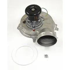 This draft inducer is a replacement component for HVAC systems, designed to create controlled airflow that exhausts combustion gases from furnaces or boilers. It supports safe and efficient operation in residential and light commercial heating applications.