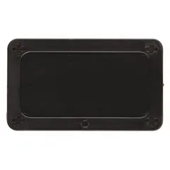 Blank valve tag made of black plastic in a rectangular shape measuring 3 11/16 in by 2 3/16 in. Used for custom identification of valves, pipes, and equipment in industrial facilities.