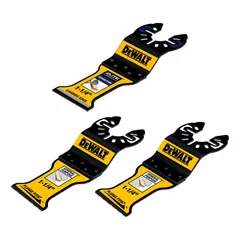 Set of three semi-circular blades with open-back universal OIS mount connection. Designed for use with DEWALT oscillating tools. Suitable for plunge cuts, flush cuts, and detail work in wood, drywall, and plastics.