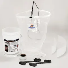 This plastic bib is designed for use with mini-split systems during cleaning or servicing. It helps catch debris and condensate, protecting surrounding surfaces. The bib measures 44 inches wide by 15 7/8 inches long.