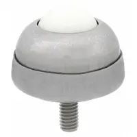 Threaded-stud mount ball transfer with a 1 in diameter nylon ball and 35 lb load capacity. The 1 3/8 in projection allows low-friction multidirectional movement of packages and light assemblies in conveyor systems, workstations, and transfer tables