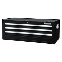 This light-duty intermediate chest provides organized storage for tools and small parts in workshops and garages. It features three drawers and a keyed lock for security. With a 42-inch overall width and 19-inch overall depth, it is suitable for benchtop or cart-mounted use.