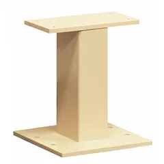 This beige powder-coated aluminum pedestal is designed for bolt-mounted installation with a Cluster Box Unit. It measures 14 1/2 inches high by 12 inches wide by 12 inches deep. Mounting hardware is not included. Suitable for centralized mail delivery setups in commercial or multi-tenant environments.