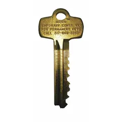Key blank for duplicating keys for BEST mortise locks with A keyway. Made of brass with nickel-plated finish. Key ID # KS531, 0 pins.