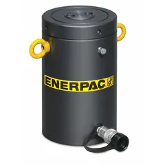 Single-acting hydraulic ram with 100 ton nominal capacity and 7 in stroke, constructed in steel. Designed for high-cycle lifting, pressing, and maintenance tasks in industrial settings.