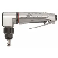 Air-powered nibbler with bottom lever for cutting 18 ga steel and 18 ga stainless steel. Features a 1/4 in NPT female air inlet. Suitable for sheet metal work and metal fabrication applications
