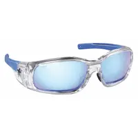 MCR SAFETY Safety Glasses: Blue Lens, Full-Frame, Mirrored/Scratch-Resistant, Clear Frame (MPN SR148B)