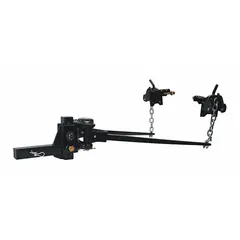 This weight-distributing hitch receiver extension provides an additional 33 inches of reach for towing trailers, boats, or equipment. It is designed for use with weight-distributing hitches to improve stability and load balance during transport in fleet and vehicle maintenance applications.