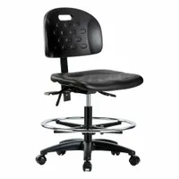 Ergonomic Chair: Polyurethane, Armless, Ht Range 19 3/4 in to 27 1/2 in, 18 in Seat Wd, 5 Casters (MPN BR-HPMBCH-RG-T1-A0-CF-RC-BLK)