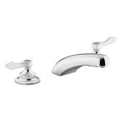 This KOHLER widespread handle bathroom faucet is constructed from brass with a polished chrome finish. It has a flow rate of 1 gpm and is suitable for use with lavatory sinks in residential and commercial settings.