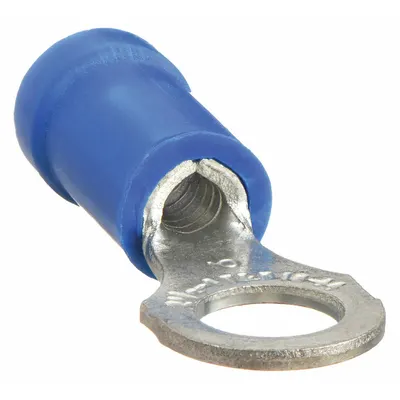 STA-KON Ring Terminal: Blue, Vinyl Insulation, #4 Stud Size, 18 AWG to 14 AWG Wire Sizes - Insulated Ring Terminals