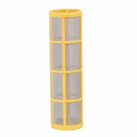 Replacement inline strainer screen with 0.007 in mesh opening, constructed from 316 stainless steel for corrosion resistance. Yellow color. Designed for use in BANJO strainer assemblies to filter particulates in fluid systems such as irrigation, chemical transfer, and water treatment