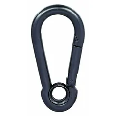 Spring snap with solid gate and steel construction, rated for a working load limit of 675 lb. Designed for non-lifting applications such as securing loads or tethering equipment in industrial rigging and material handling tasks.
