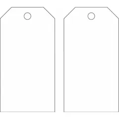 Plain white polyester shipping tag measuring 5-3/4 in high by 2-7/8 in wide with a 30-point card stock thickness. Supplied in packs of 25. Suitable for identifying and tracking shipments, parts, or inventory in industrial and logistics environments.