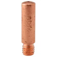 Threaded contact tip for Spoolmate 250 and 3545 Series nozzles. Transfers welding current to the wire and guides it into the weld pool. Accommodates wire up to 0.03 inches in diameter. Sold in a 5-pack for convenient replacement