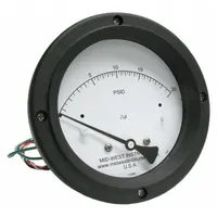 This differential pressure gauge with switch from the Series 120 is designed for medium to high operating pressure systems. It features a 4 1/2 in dial, 1/4 in NPT female back connection, and a piston sensor. The housing is 316 stainless steel, with gauge accuracy of ±3-2-3%. Certificate of calibration not included