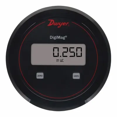 Dwyer Digital Pressure Transmitter: Digital, 0 in wc to 2 in wc, Screw Terminals - Differential Pressure Transmitters with Dial Display