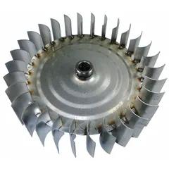 Replacement fan wheel for HVAC ventilation systems. Restores airflow in exhaust or intake applications where the original wheel has worn out. Suitable for commercial and industrial ventilation setups to maintain proper air movement and system efficiency.
