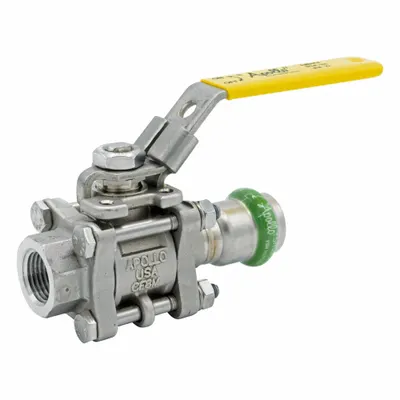 APOLLO Ball Valve: 1/2 in, Stainless Steel, Straight Valve Body, Press x NPT - Stainless Steel Ball Valves