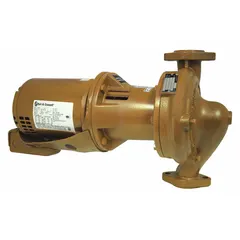 Bronze inline circulator pump with flange connections, rated for 88 gpm at 24 ft max. head. Powered by a 1/3 hp motor operating on 115/208-230V AC. Suitable for potable-water circulation in hydronic heating, cooling loops, and water transfer systems.