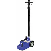 This truck axle jack is a hydraulic, air-operated unit with a 22-ton load capacity and a 9 3/4 in minimum lift. The steel body construction and ASME PASE compliance make it suitable for lifting heavy truck axles during maintenance and repair in fleet and heavy-duty vehicle service environments