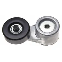 Self-adjusting belt tensioner for maintaining proper tension in vehicle accessory drive systems. Features a single steel pulley and steel construction. Rated for light-duty applications