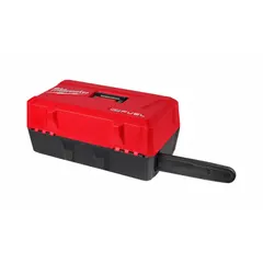 Bar cover and case for storing and transporting chainsaws. Includes a detachable oil compartment and a retained scabbard for blade protection. Compatible with MILWAUKEE model 2727-20.