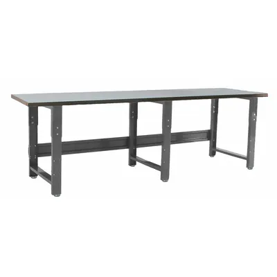 BENCHPRO Workbench: Adj Ht, Stainless Steel, 117 in x 30 in, 1,600 lb Overall Load Capacity - Open-Base Workstations