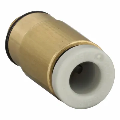 SMC Push-Fit Adapter Fitting: 4 mm OD x 5 mm Pipe Size, Push-to-Connect x Metric - Polybutylene & Brass Tube Fittings