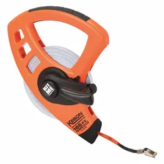 Manual open-reel tape measure with a 165 ft fiberglass blade, single-sided SAE scale graduated in 1/8 in increments. Features a nonmagnetic single hook tip and a plastic case. Suitable for measuring long distances in construction, surveying, and utility layout where magnetic interference must be avoided.