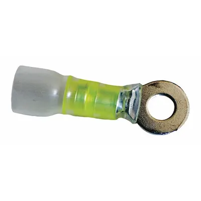 VELVAC Ring Terminal: Yellow, Nylon Insulation, 1/4 in Stud Size, 12 AWG to 10 AWG Wire Sizes - Insulated Ring Terminals