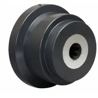 This single-flange track wheel is made of steel and has a 4 1/2 in diameter, 1 5/8 in width, and a 3,000 lb load capacity. It is designed for use on overhead track systems such as monorails or crane runways in material handling and industrial applications