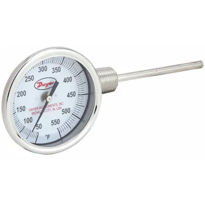 Dwyer BTLR32571 Dial Thermometer - Side- & Bottom-Mount Fixed-Angle Thread-Mount Dial Thermometers