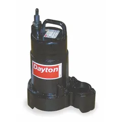 This Dayton effluent pump is designed for transferring wastewater containing small solids in residential and light commercial applications. It features a cast iron impeller and delivers 78 gpm at 10 feet of head with a maximum head of 31 feet. The pump operates on 120V AC single-phase power and does not include a switch.