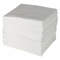 Polypropylene sorbent pad for absorbing industrial spills and leaks. Each pad absorbs up to 64 oz. Supplied in a white bale of 100 pads. Suitable for general maintenance, manufacturing, and facility cleanup