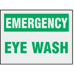 This 8-pack of adhesive-mounted signs is designed to mark emergency eye wash stations. The signs are not retroreflective, not glow-in-the-dark, and have no anti-slip surface. They are suitable for indoor use where quick identification of eye wash equipment is needed.