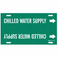 Pipe Marker: Chilled Water Supply, Green, White, Fits 6 to 7 7/8 in Pipe O.D., 1 Pipe Markers (MPN 4024-F)