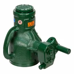 Mechanical screw jack with 25-ton load capacity and 5-inch stroke. Steel body construction. Lifting actuator features a socket with quick-spin mechanism. Used for heavy lifting and positioning in industrial maintenance, equipment alignment, and structural shoring applications.