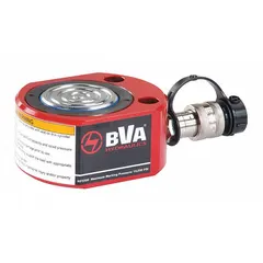 Single-acting hydraulic ram with 50 ton nominal capacity and 1 in nominal stroke. Steel construction. Used for lifting, pressing, and positioning heavy loads in confined spaces.