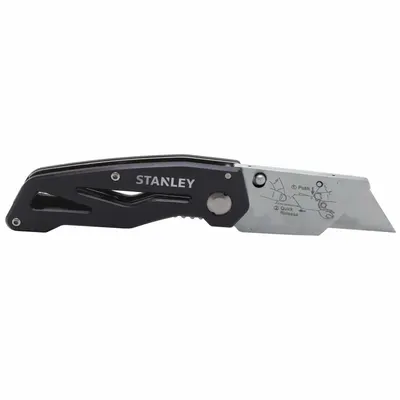 STANLEY Folding Utility Knife: 3 1/4 in/5 3/4 in, Steel, Metal - Assisted-Opening Utility Knives