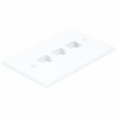 MONOPRICE Wall Plate: White, 1 Gang, 3 Port, Flat Module, Plastic - Keystone Wall Plates