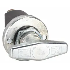 In-line rotary disconnect switch for negative battery terminals. Rated for 12V maximum voltage and 5000A surge current. Silver plated copper contacts ensure low resistance. Used to isolate battery from electrical system for maintenance or to prevent parasitic drain.