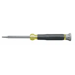 Precision multi-bit screwdriver with four Torx tips: T7, T8, T10, and T15. Overall length of 6-1/2 inches. Suitable for precision fastening tasks requiring multiple Torx bit sizes in electronics, telecom, and industrial assembly.