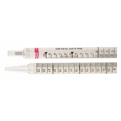 This 25 mL serological pipette is made of plastic and is sterile. It features 0.2 mL graduation increments for precise liquid measurement and transfer. Individually wrapped for single-use applications in laboratory settings such as cell culture and reagent dispensing.
