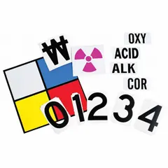 Vinyl safety placard measuring 10 in by 10 in with a thickness of 0.004 in. Designed for displaying GHS, NFPA 704, and OSHA 1910.1200 hazard warnings. Suitable for use in industrial facilities requiring hazard communication signage.