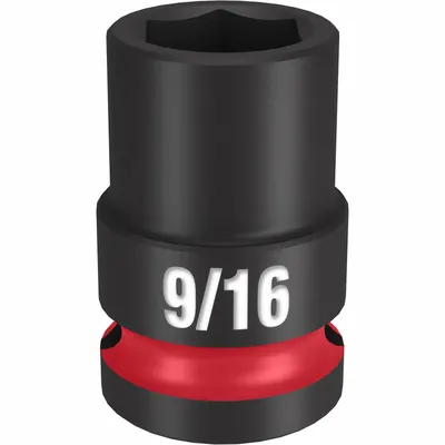 MILWAUKEE Standard Impact Socket: 1/2 in Drive Size, SAE, 9/16 in Socket Size, 6-Point - 1/2" Drive Impact Sockets