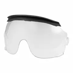 Clear polycarbonate replacement visors for face shields, reusable and sold in a 10-pack. Each visor measures 4-3/8 inches in height. Suitable for general-purpose eye and face protection in industrial settings such as machining, material handling, and maintenance.
