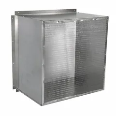 Steel intake guards designed for wall-mount ventilation fans with a 60-inch blade diameter. Each guard is constructed from 16-gauge steel to provide protection from fan blade contact while permitting airflow. Sold as a set of two guards.