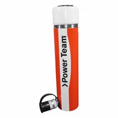 Single-acting hydraulic ram with 25 ton nominal capacity and 10 in nominal stroke length. Used for lifting, pressing, and positioning in industrial maintenance, construction, and manufacturing applications.